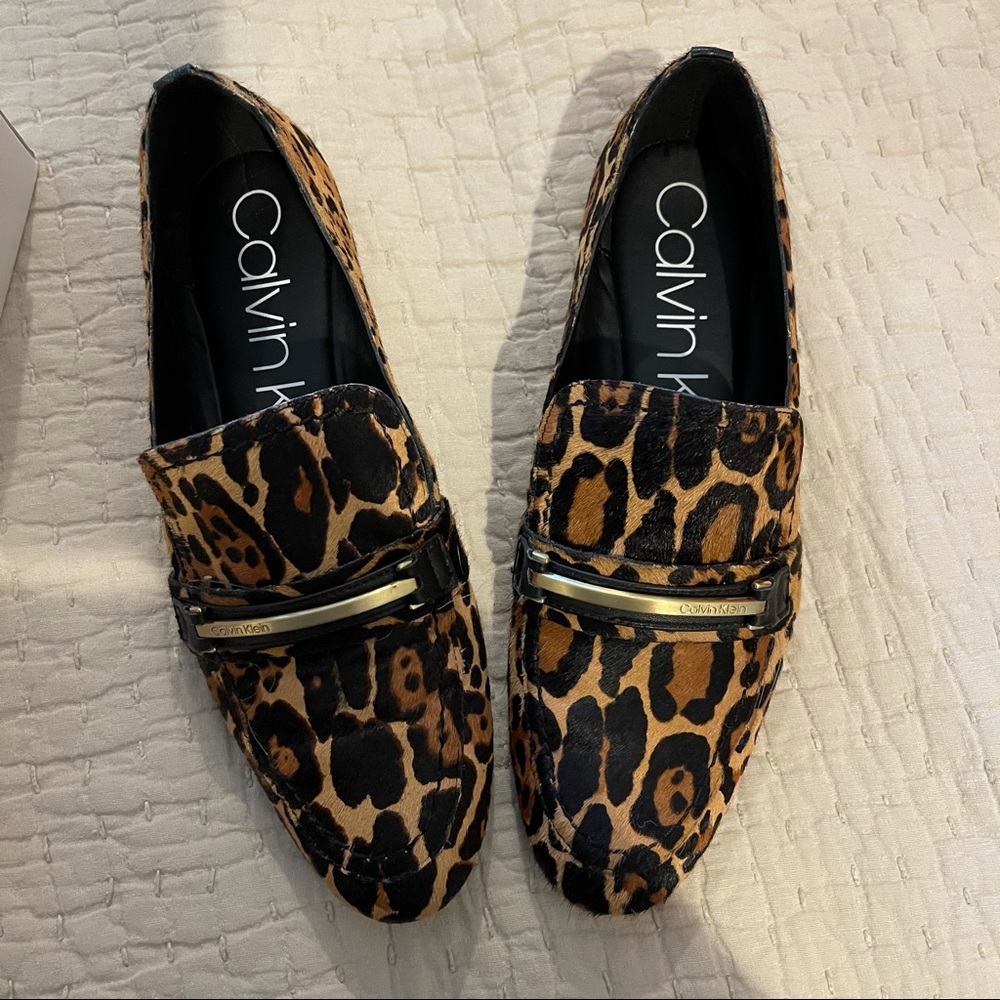 Calvin Klein Leopard  Loafers Leather 10M Orianna